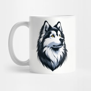 Stunning and Cool American Eskimo Dog Monochrome and Gold Portrait for Father's Day Mug